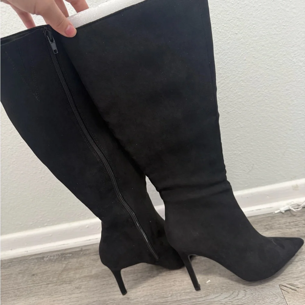 INC International Concepts Black Suede Knee High Boots Size 7